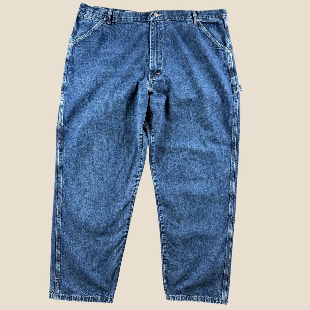 Wrangler WRG Carpenter Jeans Mens 42x32 Blue Denim Hammer Loop Workwear Utility